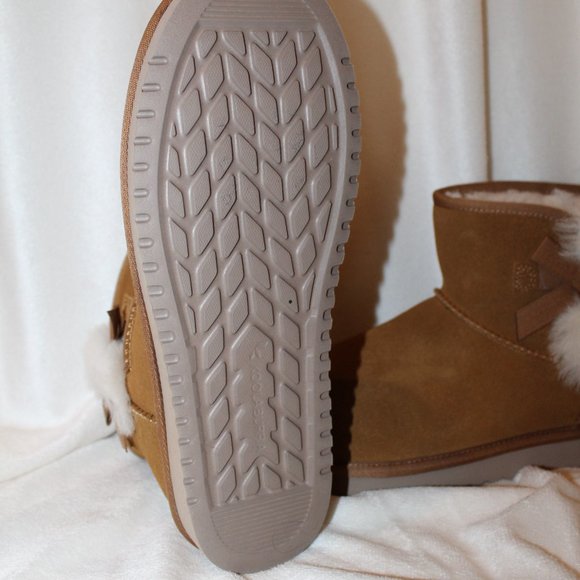 NIB UGG KOOLABURRA GIRL'S CLASSIC SHORT SUEDE FUR LINED WINTER BOOTS CHESTNUT - Picture 5 of 6